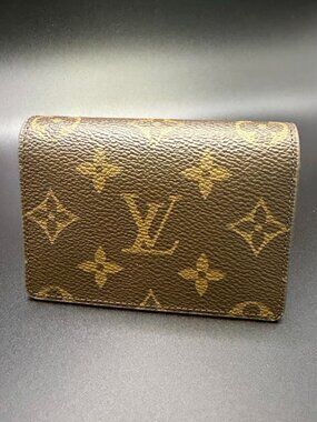 Brown Compact Card Holder Wallet Minimalist Snap Closure